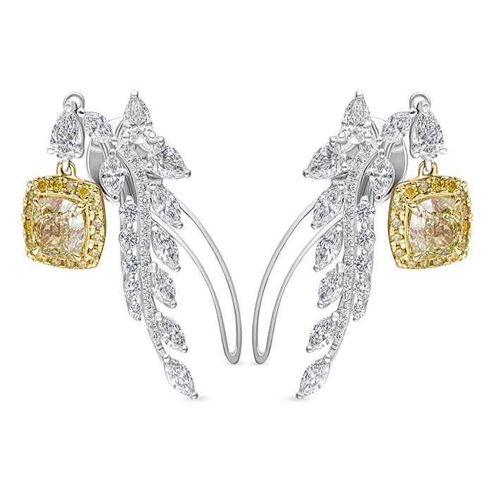 Fancy Yellow Diamond Ladies Earrings AF1186