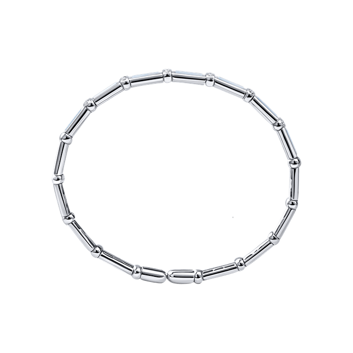 BAMBOO MOTHER OF PEARL - Diamond Bangle - XS -S162-GKF0544XS