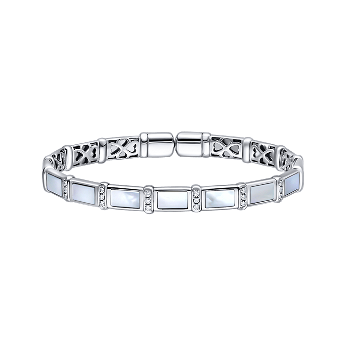 BAMBOO MOTHER OF PEARL - Diamond Bangle - L -S162-GKF0544L