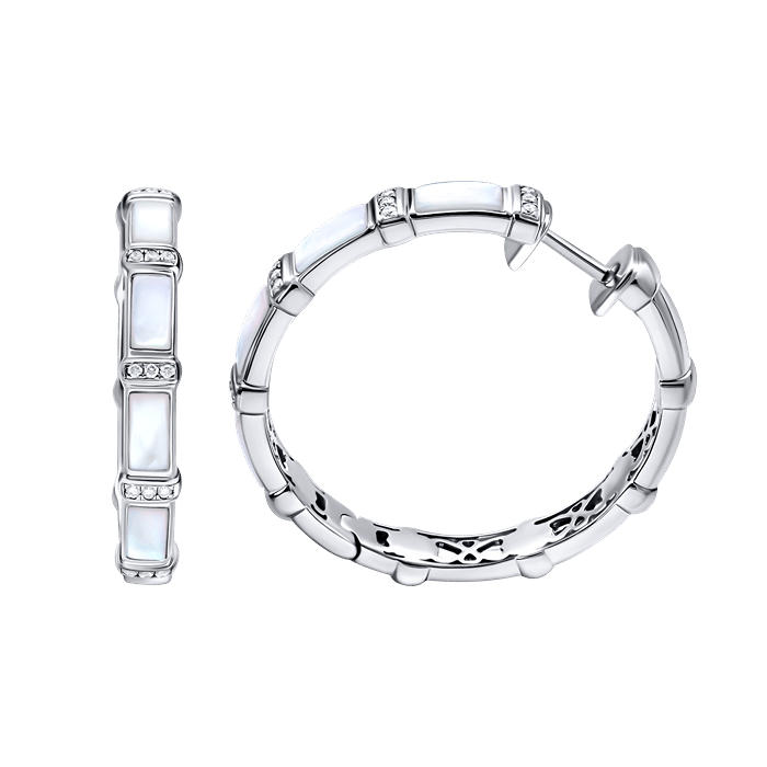 BAMBOO MOTHER OF PEARL - Diamond Earrings S162-AF1669