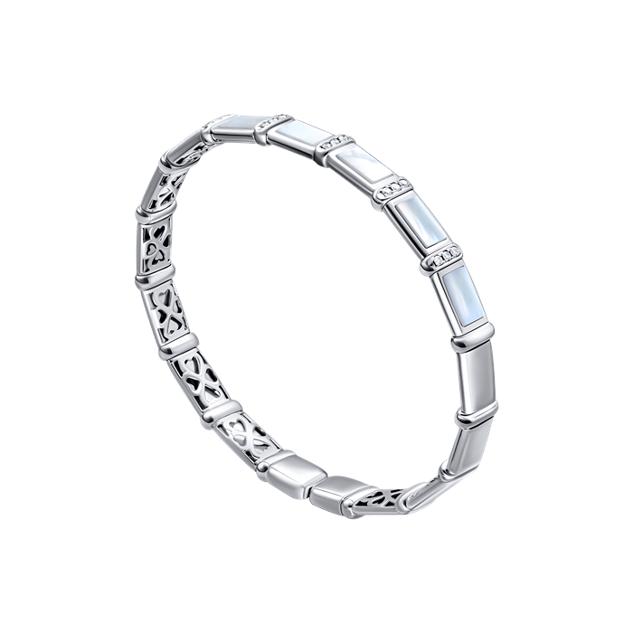 BAMBOO MOTHER OF PEARL - Diamond Bangle - XS -S162-GKF0544XS