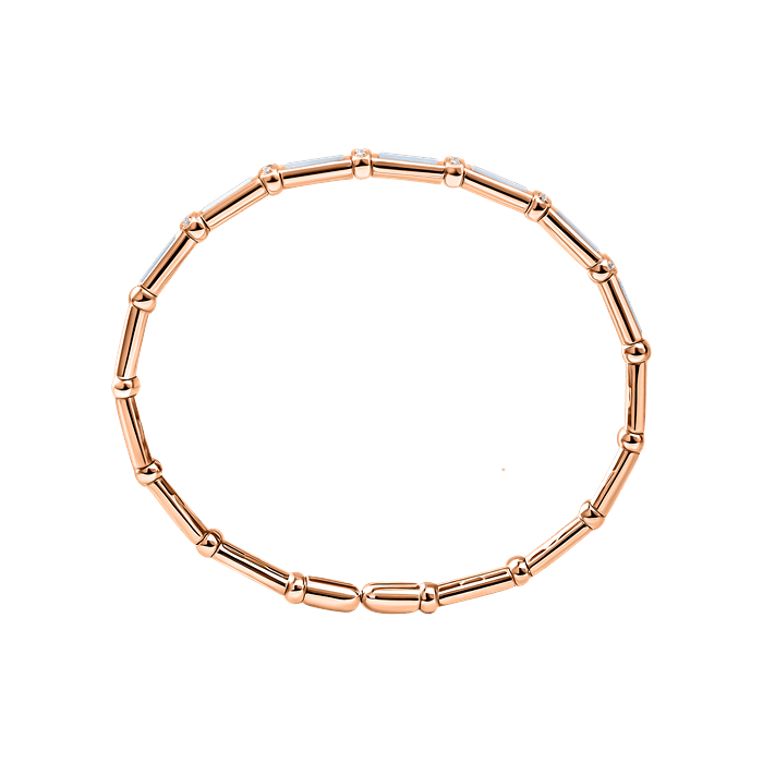 BAMBOO MOTHER OF PEARL - Diamond Bangle - XS -S162-GKF0544XS