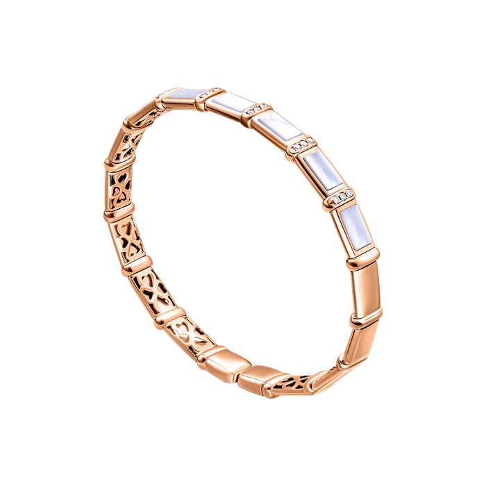 BAMBOO MOTHER OF PEARL - Diamond Bangle - XS -S162-GKF0544XS